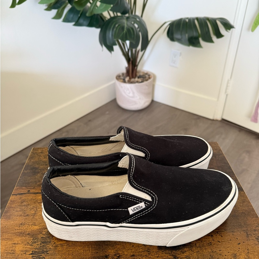 Vans Classic Slip-On Platform Sneakers in Black